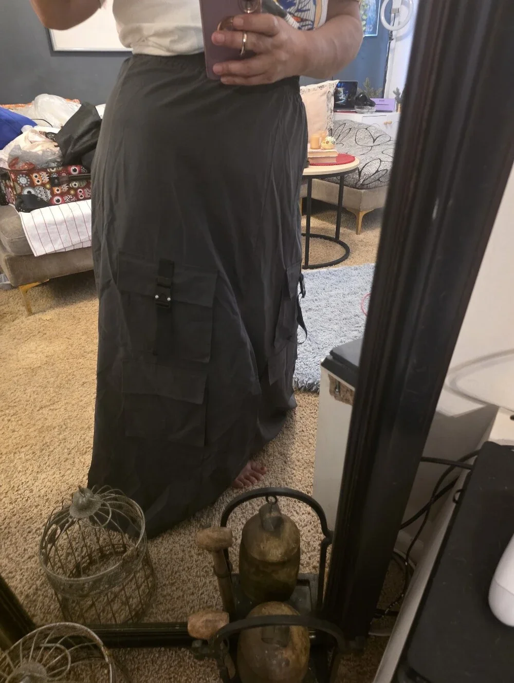 Wide-Leg Cargo Skirt  Dark Grey